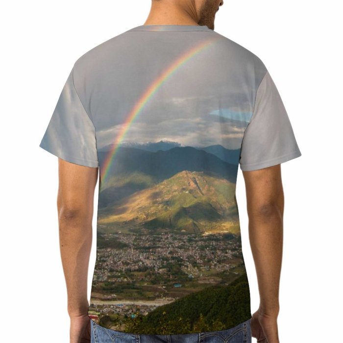 yanfind Adult Full Print T-shirts (men And Women) Light Dawn Landscape Sunset Storm Hill Travel Cloud Outdoors Valley