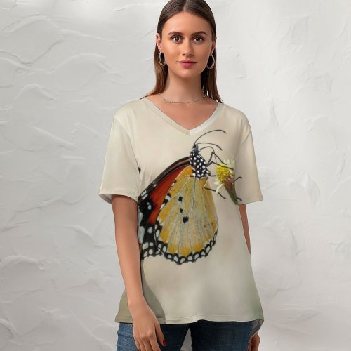 yanfind V Neck T-shirt for Women Petals Pretty Insect Spring Wing Underside Wildlife Wallpapers Outdoors Serenity Summer Summer Top  Short Sleeve Casual Loose