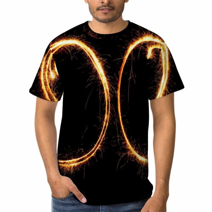 yanfind Adult Full Print T-shirts (men And Women) Bengal Christmas Date Decoration Fire Firework Flame Glass Gold Indian