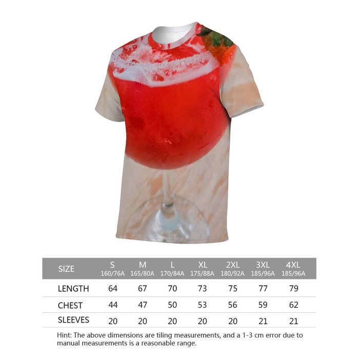 yanfind Adult Full Print T-shirts (men And Women) Summer Cocktail Glass Leaf Health Fruit Taste Juicy Delicious Tropical Juice