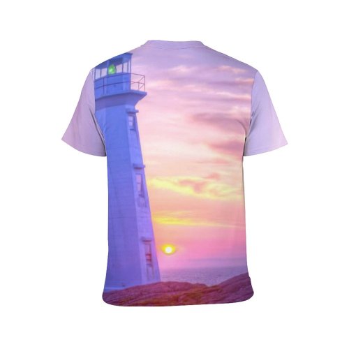 yanfind Adult Full Print Tshirts (men And Women) Lighthouse Clouds Light Ocean Atlantic Landscape Danger Safety Insurance Sunset Stone