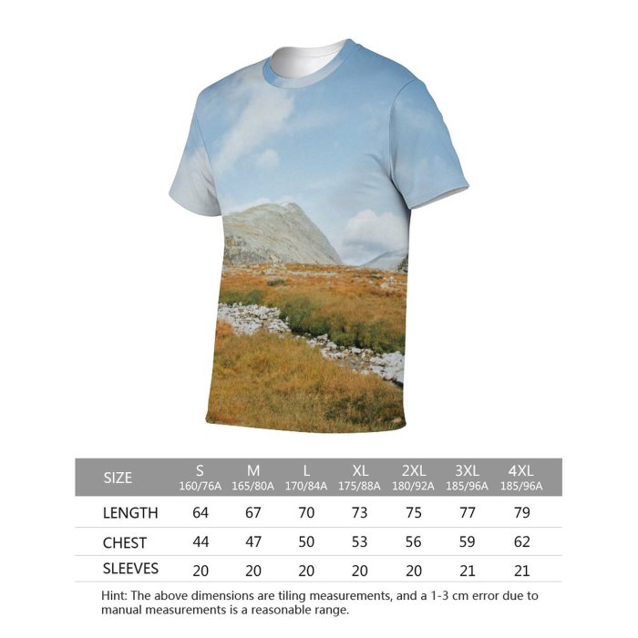 yanfind Adult Full Print T-shirts (men And Women) Snow Summer Hill Grass Lake High Fall Travel Rock Volcano Outdoors Valley