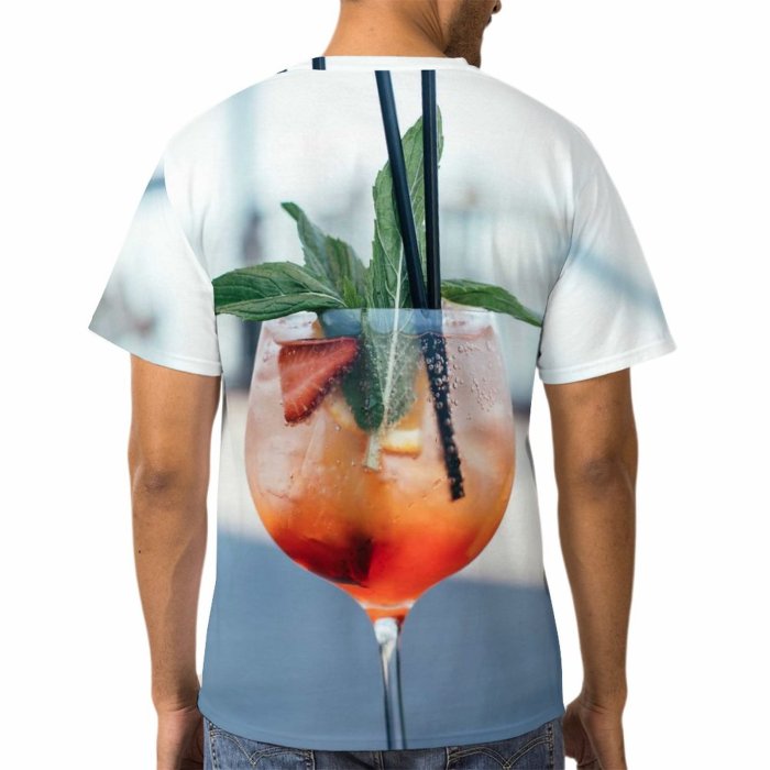 yanfind Adult Full Print T-shirts (men And Women) Summer Cocktail Glass Leaf Travel Health Outdoors Fruit Delicious Tropical Juice