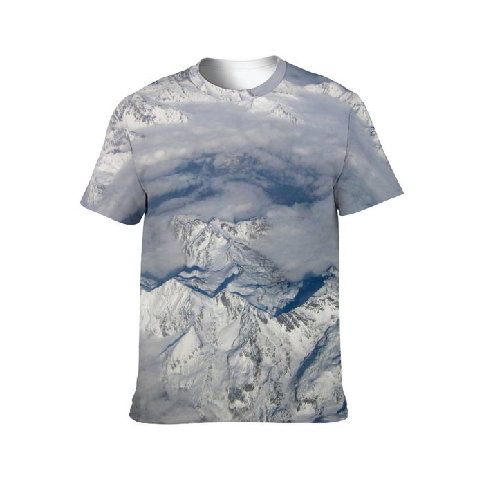 yanfind Adult Full Print Tshirts (men And Women) Alps Mountains Snow Cloud Sky High Altitude Landscape Terrain Winter