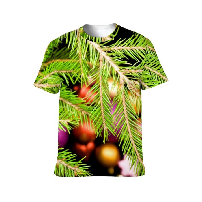 yanfind Adult Full Print Tshirts (men And Women) Ball Bauble Christmas Tree Decor Decoration Gold Hanging Isolated Ornament