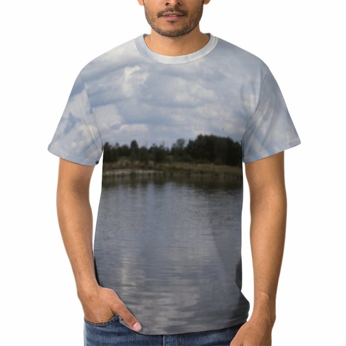 yanfind Adult Full Print T-shirts (men And Women) Landscape Trees Woods Forest Lake Sky Clouds