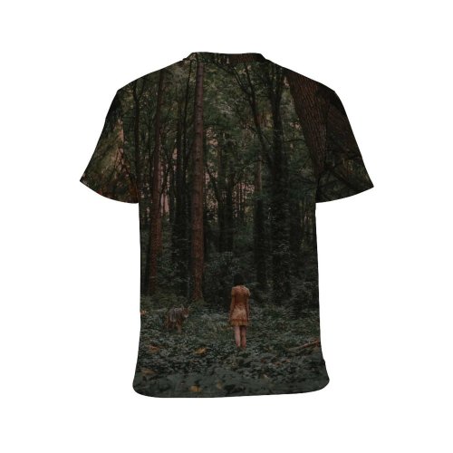 yanfind Adult Full Print T-shirts (men And Women) Wood Light Road Dawn Landscape Fog Mist Park Leaf Tree Fall