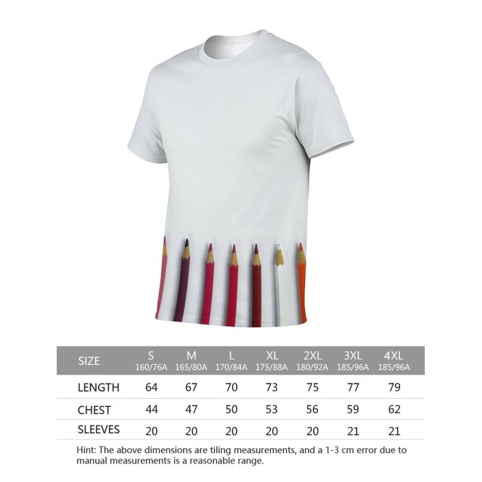 yanfind Adult Full Print T-shirts (men And Women) Wood Art Writing School Creativity Row College Rainbow Crayon Coloring Stationery Motley