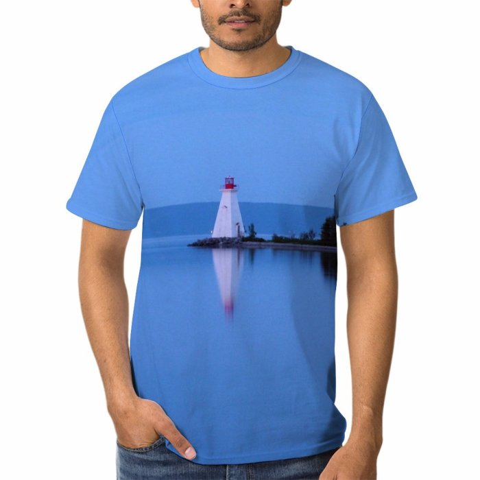 yanfind Adult Full Print Tshirts (men And Women) Lighthouse Cape Breton Scotia Sea Ocean Waterreflection Trees Sky