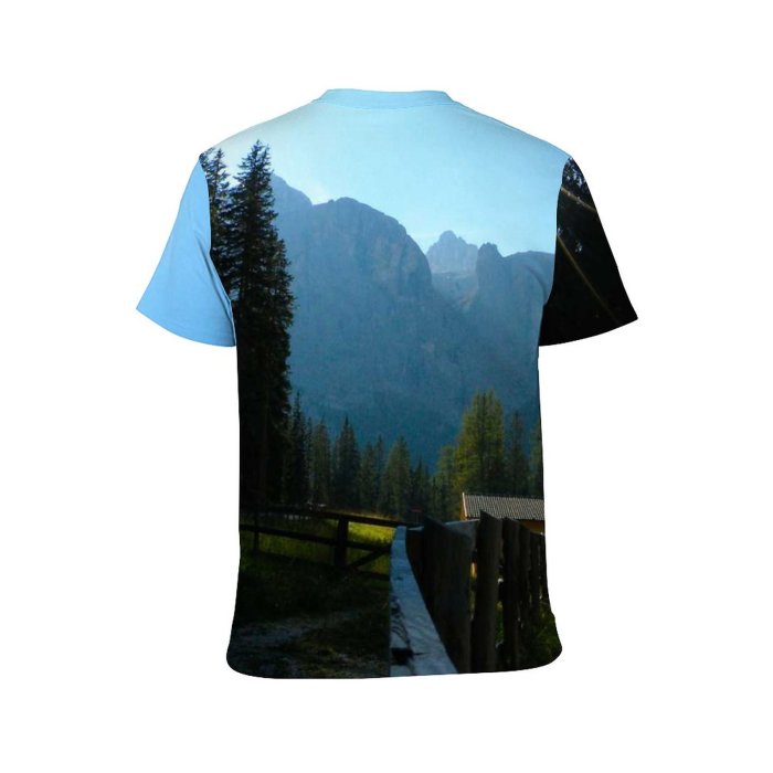 yanfind Adult Full Print Tshirts (men And Women) Landscape Trees Woods Mountains Rail Fence Flairs