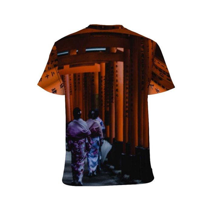 yanfind Adult Full Print T-shirts (men And Women) Wood City Street Building Vehicle Architecture Travel Outdoors Lantern Subway System