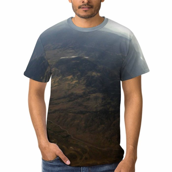 yanfind Adult Full Print Tshirts (men And Women) Aerial Flight Landscape Mountains Terrain Sky