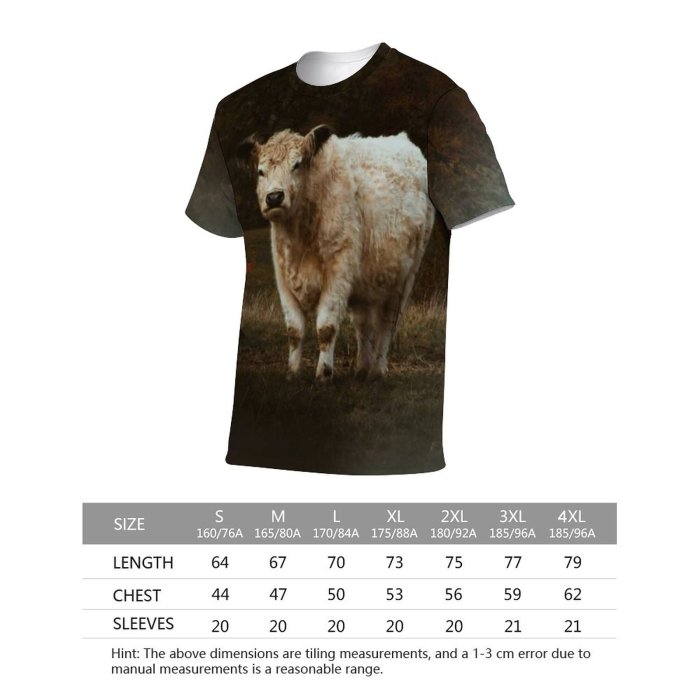 yanfind Adult Full Print T-shirts (men And Women) Snow Landscape Field Winter Countryside Farm Grass Milk Outdoors Rural Country Cattle