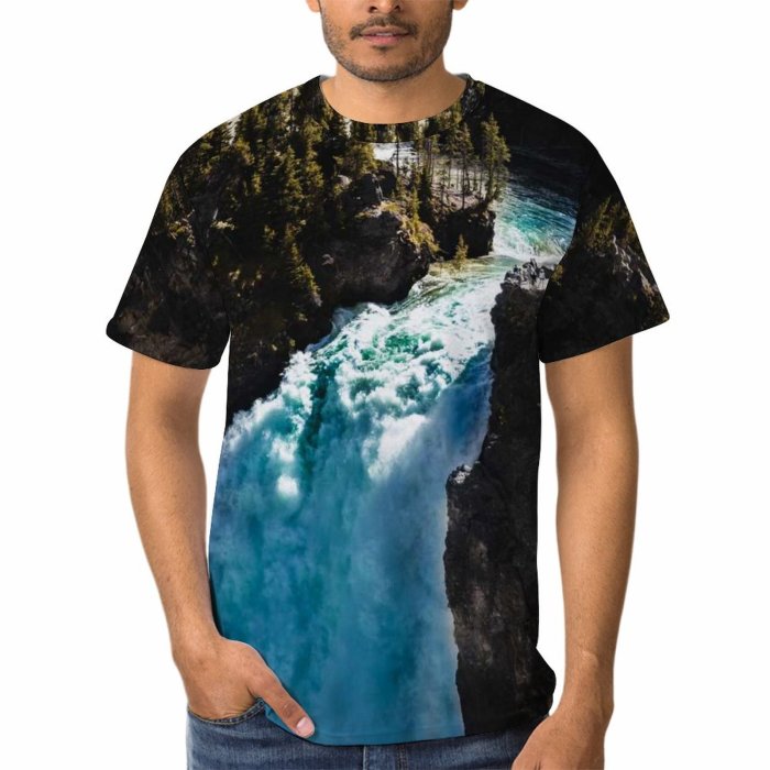 yanfind Adult Full Print T-shirts (men And Women) Wood Landscape Winter Tree River Travel Rock Outdoors Scenic Daylight