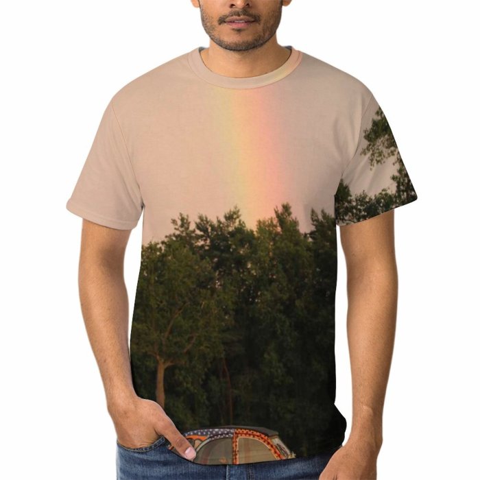 yanfind Adult Full Print T-shirts (men And Women) Landscape Field Summer Countryside Vehicle Agriculture Grass Tree Fall Grassland Outdoors