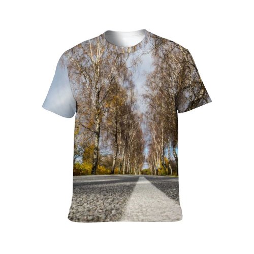 yanfind Adult Full Print Tshirts (men And Women) Alley Road Street Mid Fall Autumn Natural Latvia Countryside Beautiful Romantic Cinematic