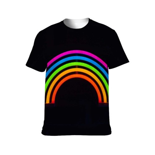 yanfind Adult Full Print T-shirts (men And Women) Light Art Dark Curve Abstract Design Creativity Artistic Motley Round