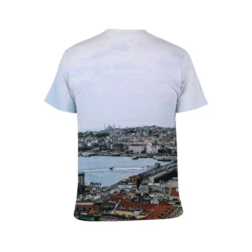 yanfind Adult Full Print T-shirts (men And Women) Sea City Rooftop Building Harbor Roof Architecture Travel Seashore Church Outdoors Urban