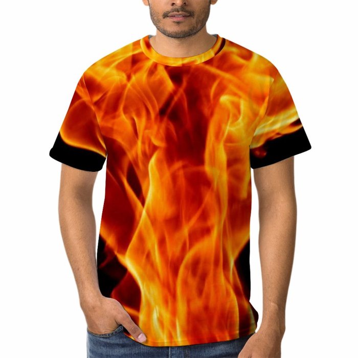 yanfind Adult Full Print Tshirts (men And Women) Fire Ball Flame Burst Atom Abstract Outburst Bomb Fuel Closeup Isolated Decoration