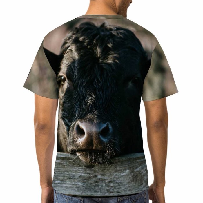 yanfind Adult Full Print T-shirts (men And Women) Landscape Field Countryside Agriculture Grass Outdoors Bull Rural Country Pasture Daylight