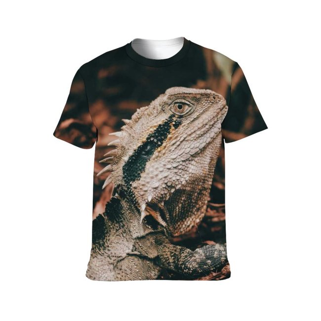 yanfind Adult Full Print T-shirts (men And Women) Portrait Bearded Creature Depth Field Fauna Iguana Lizard