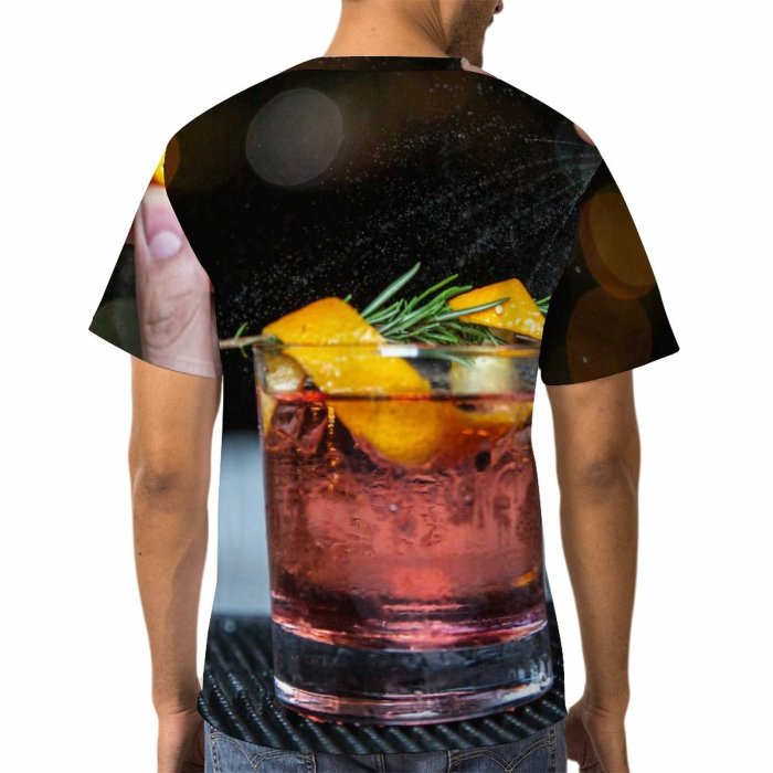 yanfind Adult Full Print T-shirts (men And Women) Party Cocktail Glass Leaf Reflection Lemon Fruit Vodka Whisky Liquor Rum