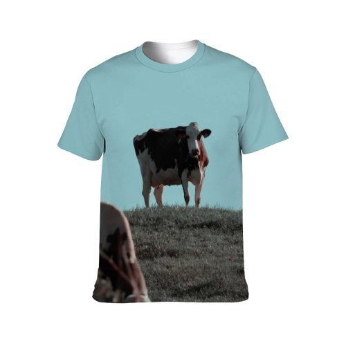 yanfind Adult Full Print T-shirts (men And Women) Landscape Field Countryside Agriculture Farm Grass Milk Cow Rural Calf Farmland Pasture