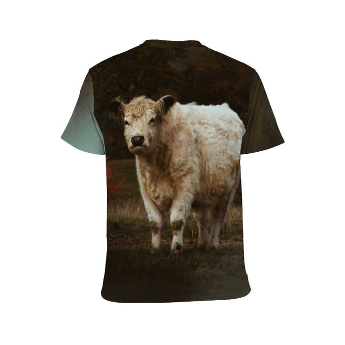 yanfind Adult Full Print T-shirts (men And Women) Snow Landscape Field Winter Countryside Farm Grass Milk Outdoors Rural Country Cattle