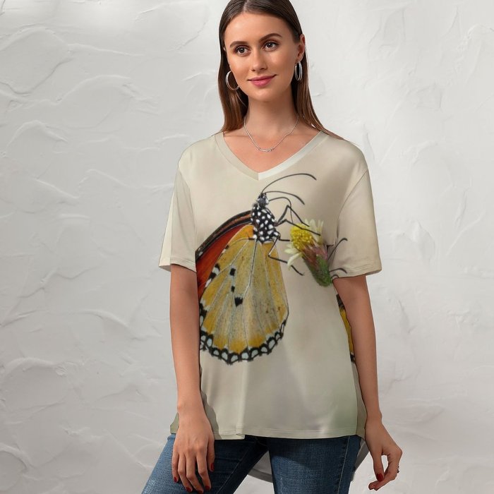 yanfind V Neck T-shirt for Women Petals Pretty Insect Spring Wing Underside Wildlife Wallpapers Outdoors Serenity Summer Summer Top  Short Sleeve Casual Loose