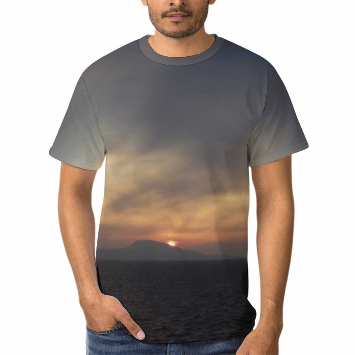 yanfind Adult Full Print Tshirts (men And Women) Landscape Sunset Gibraltar Hill Sky Beautiful Sea