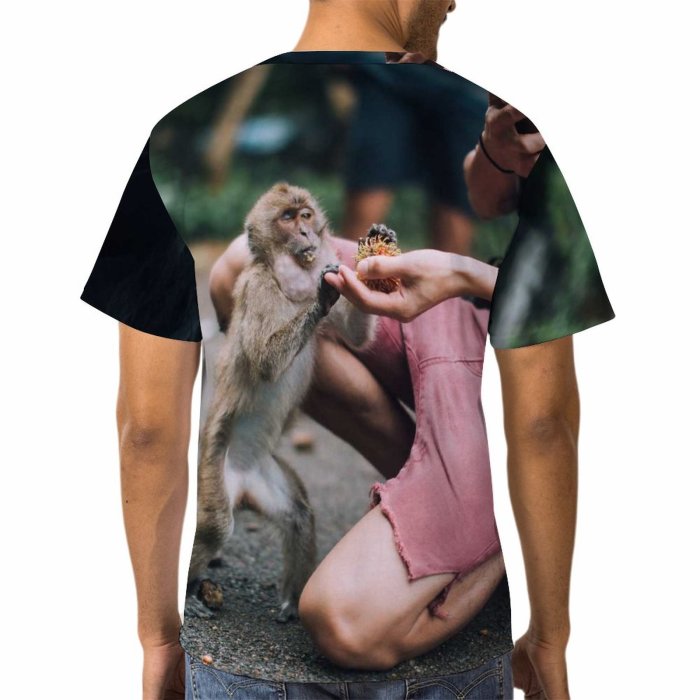 yanfind Adult Full Print T-shirts (men And Women) Love Street Cute Child Monkey Outdoors Funny Family Wildlife Primate Sit