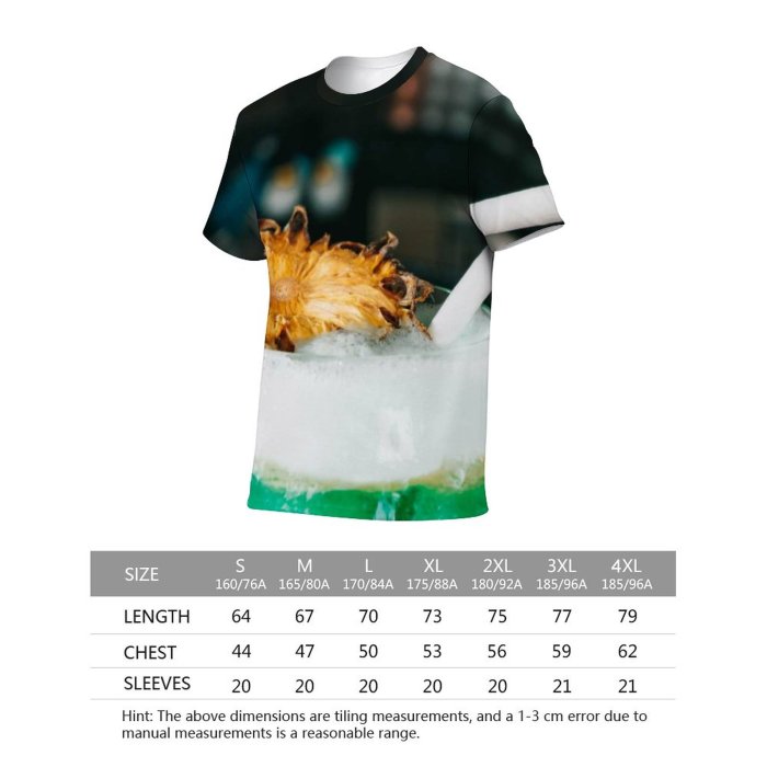 yanfind Adult Full Print T-shirts (men And Women) Relaxation Summer Alcohol Bar Party Cocktail Glass Nightlife Fruit Straw Tropical Juice