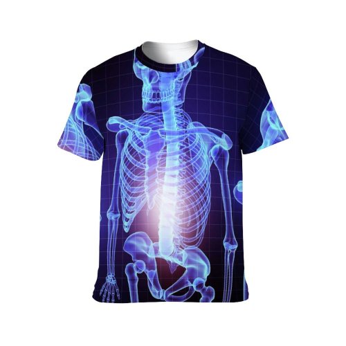 yanfind Adult Full Print Tshirts (men And Women) Xray Skull Skeletal Bones Colour Effects Texture Abstract Threedimensional Technology Imagination Digital