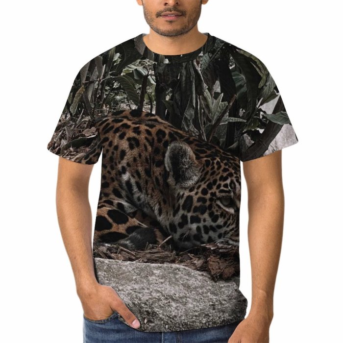 yanfind Adult Full Print T-shirts (men And Women) Park Tree Big Fur Cat Outdoors Wild Hunter Jungle Leopard