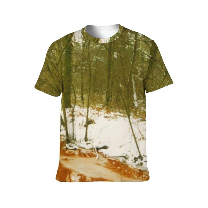 yanfind Adult Full Print Tshirts (men And Women) Landscape Trees Natural Outside Plants Woods Snow River Winter