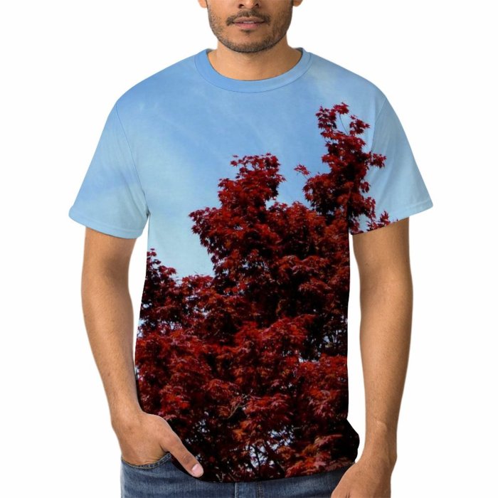 yanfind Adult Full Print Tshirts (men And Women) Autumn Fall Leaves Trees Season Sky Clouds
