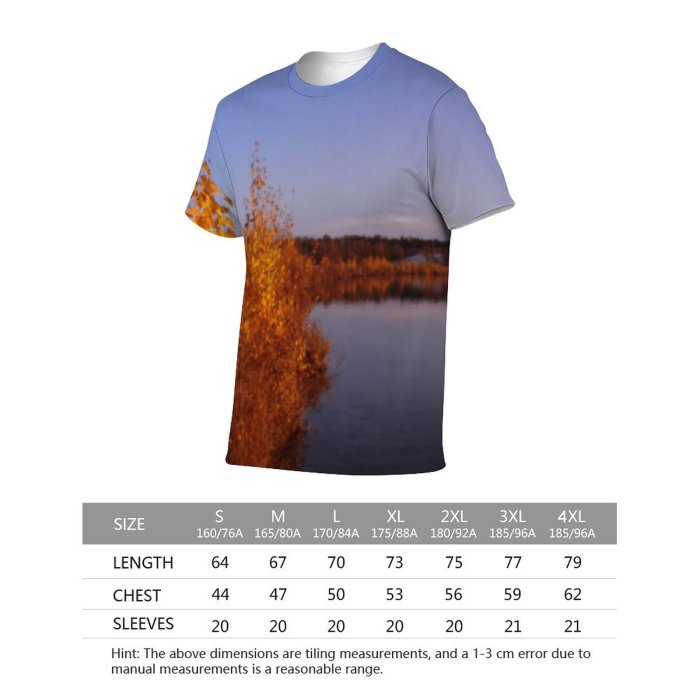 yanfind Adult Full Print T-shirts (men And Women) Landscape Trees Lake Sky Leaves