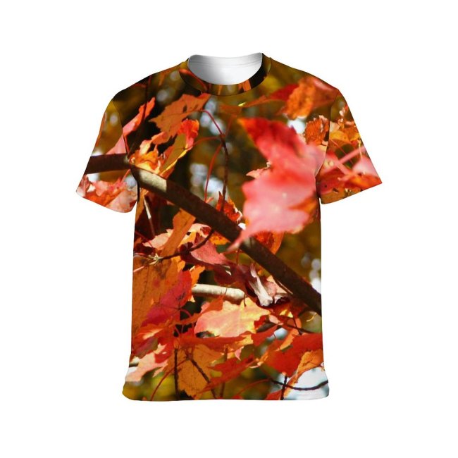 yanfind Adult Full Print Tshirts (men And Women) Autumn Fall Leaves Trees Plants