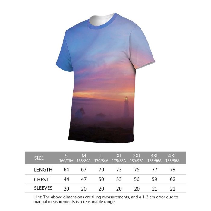 yanfind Adult Full Print Tshirts (men And Women) Lighthouse Foggy Sunrise Fog Landscape Morning Atlantic America Light