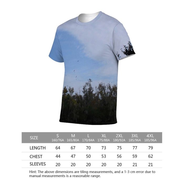 yanfind Adult Full Print Tshirts (men And Women) Flora River Landscape Sky Clouds Trees Treetops Natural Birds