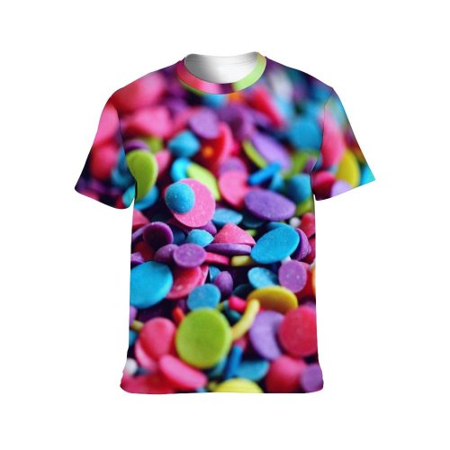 yanfind Adult Full Print T-shirts (men And Women) Sugar Health Shining Delicious Sticky Beads Vitamin Abundance Stacks Motley