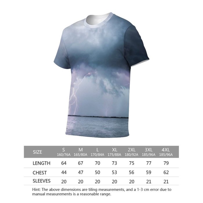 yanfind Adult Full Print T-shirts (men And Women) Sea Landscape Sunset Beach Ocean Dark Cloud Dramatic Rainbow Thunder