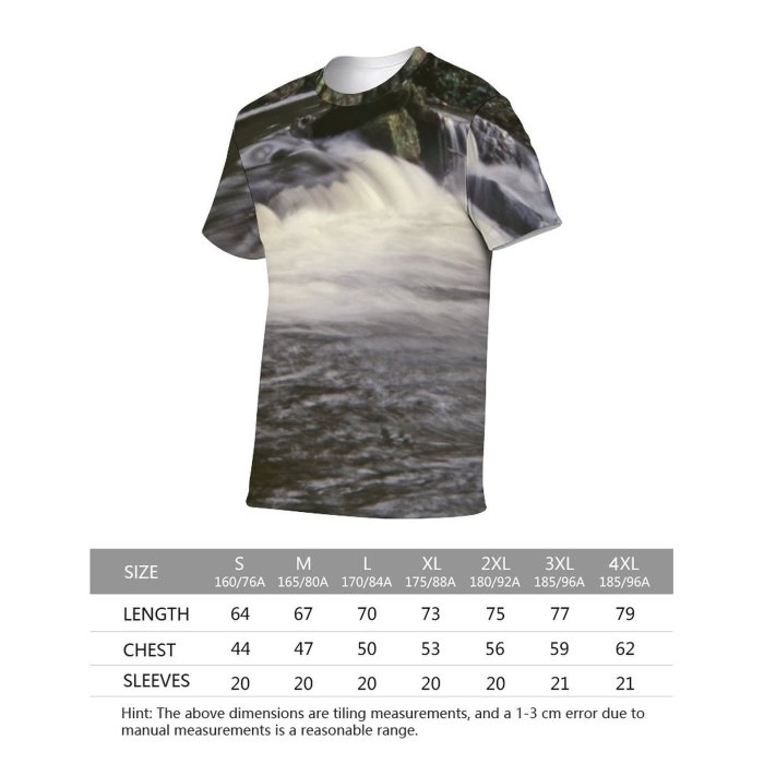 yanfind Adult Full Print T-shirts (men And Women) Landscape Trees River Current Flow Rocks