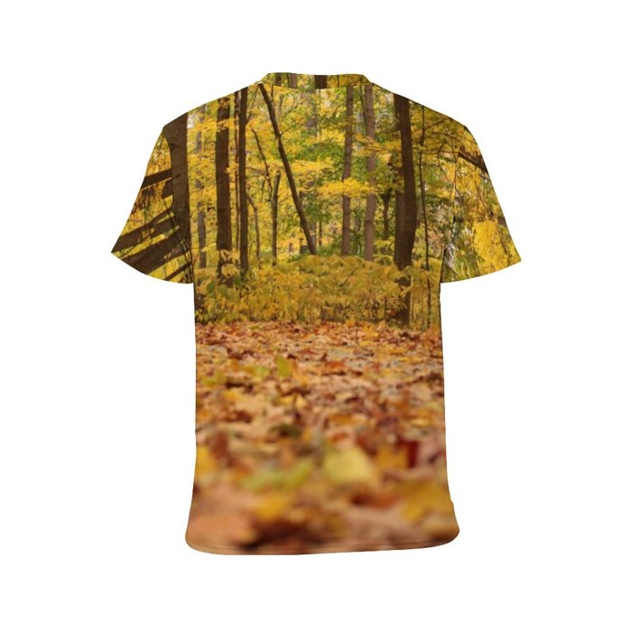 yanfind Adult Full Print Tshirts (men And Women) Fall Woods Trees Leafs Autumn