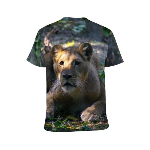 yanfind Adult Full Print T-shirts (men And Women) Grass Park Fur Lion Cat Wild Hunter Jungle Safari Wildlife