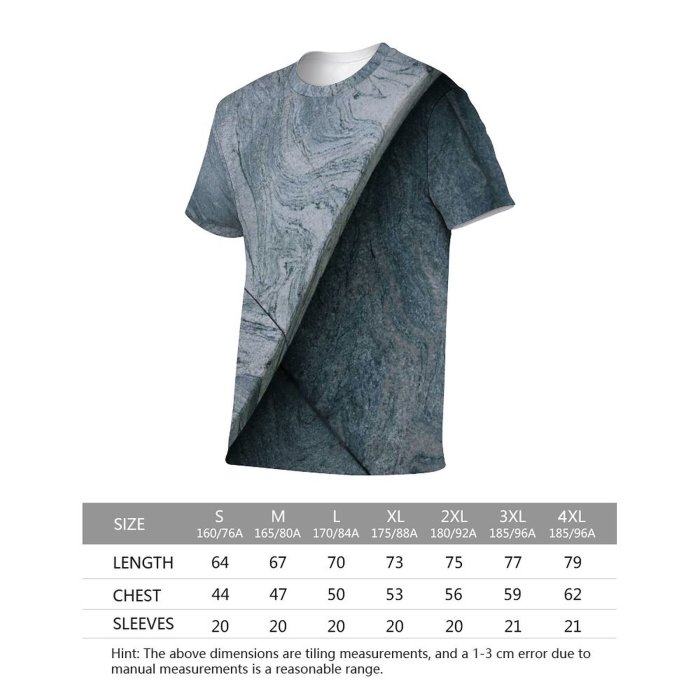 yanfind Adult Full Print T-shirts (men And Women) Space Detail Marble Mineral Mining Natural Negative Stone Texture