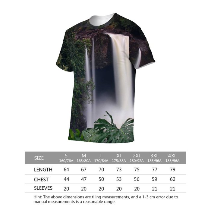 yanfind Adult Full Print Tshirts (men And Women) Arch Waterfalls Hawaii Hilo Island Plume Plunge Pour Rainbow River Rock