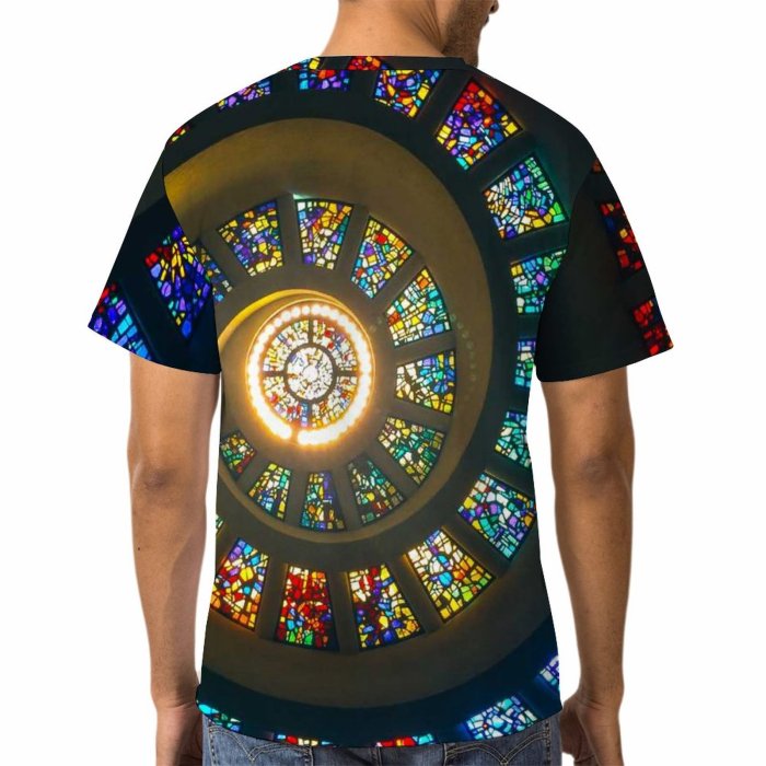 yanfind Adult Full Print T-shirts (men And Women) Light Abstract Travel Time Design Round Decoration Circular Interior Contemporary Proportion