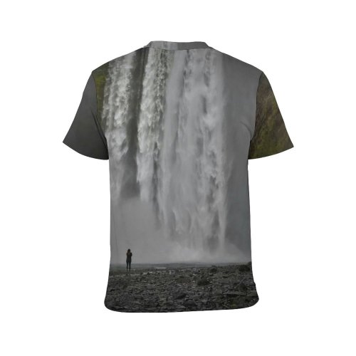 yanfind Adult Full Print T-shirts (men And Women) Landscape Fog Mist Lake Tree River Travel Motion Waterfall Rock