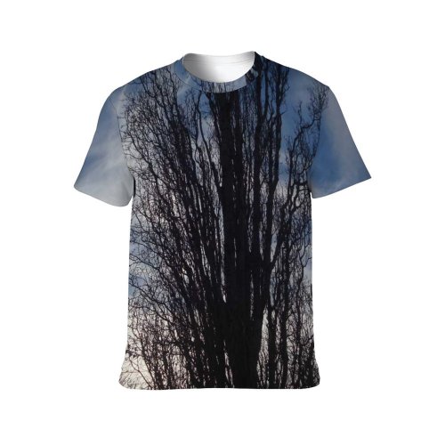 yanfind Adult Full Print Tshirts (men And Women) Afternoon Park Tree Forest Sky Clouds Cloudy Dark Natural Branches Winter
